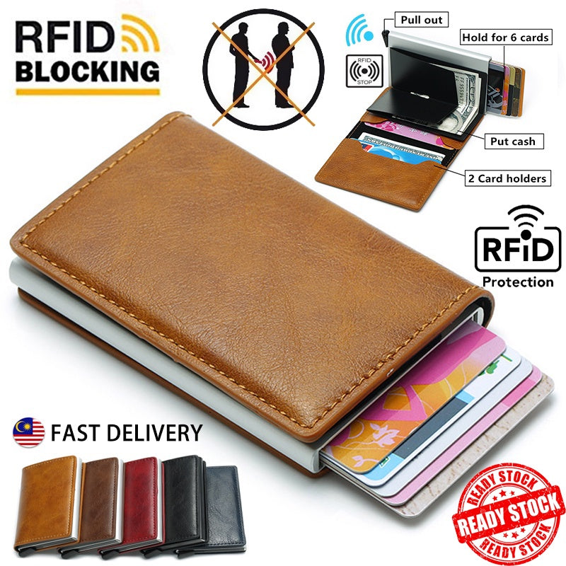 Men's RFID Blocking Wallet - 1 Black + 1 Brown