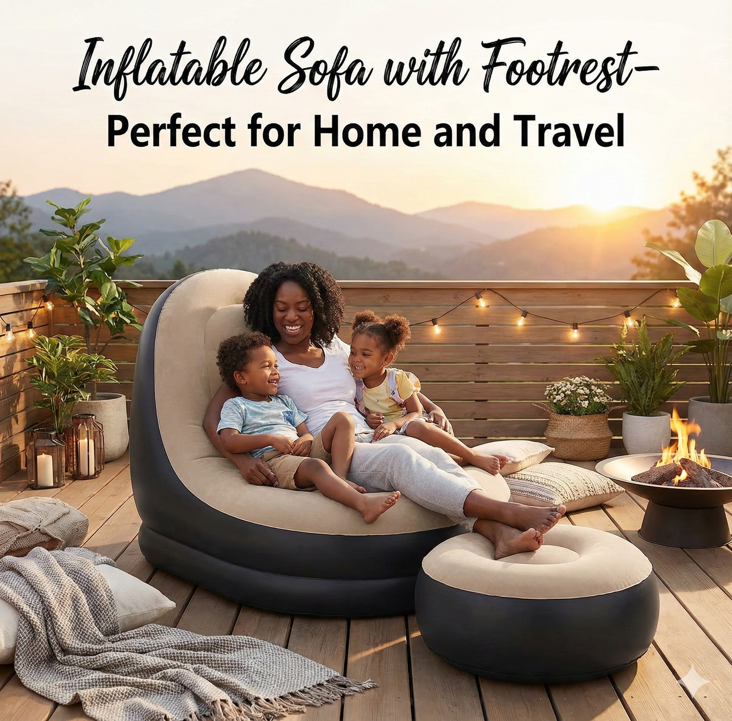 Inflatable Sofa with Footrest– Perfect for Home and Travel